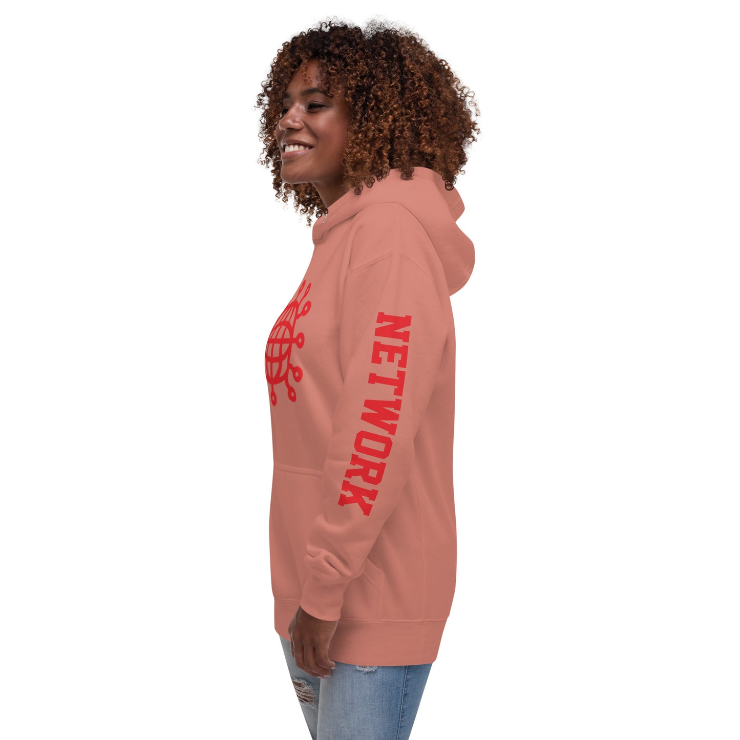 Dominion Network Red Front and Sleeve Design Unisex Hoodie