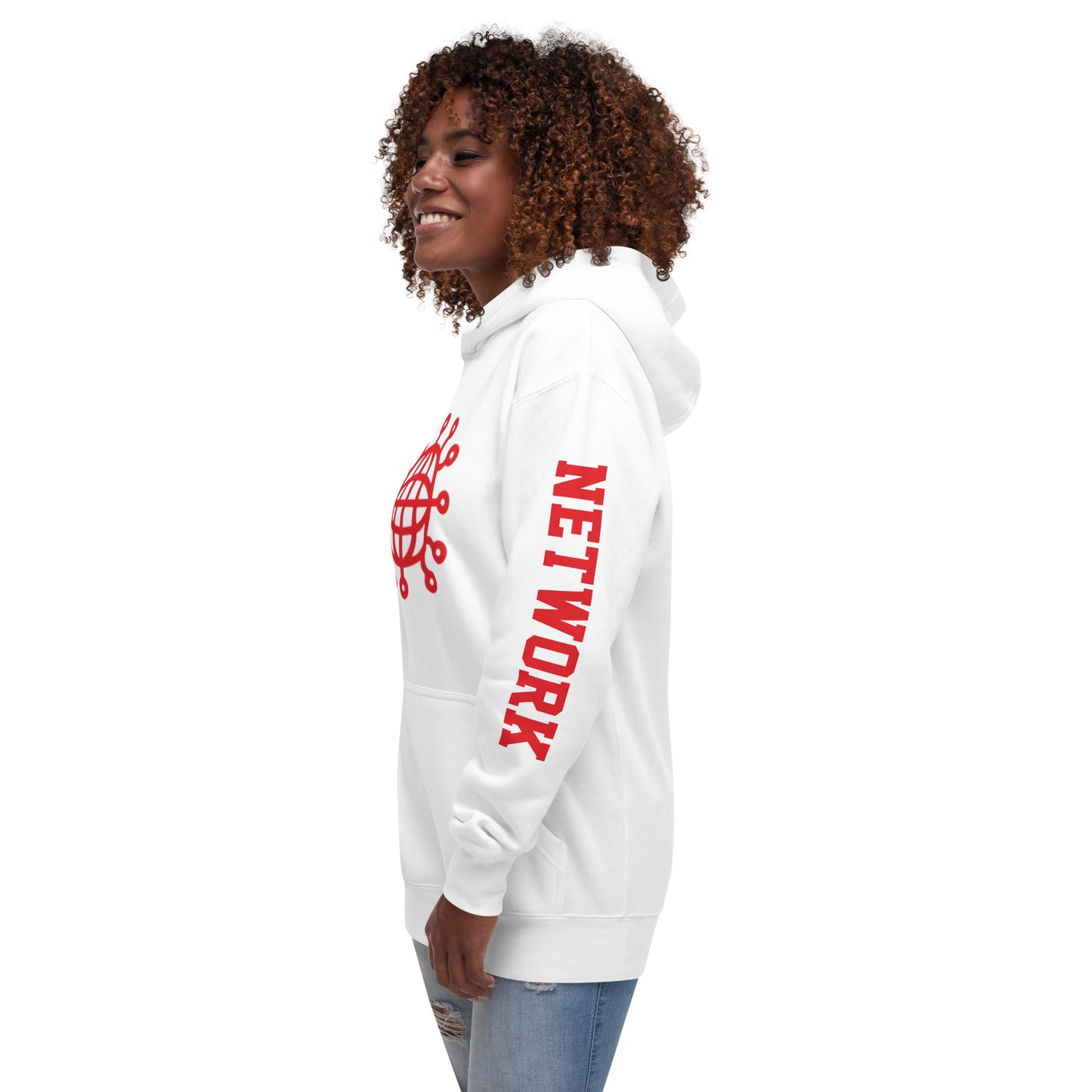 Dominion Network Red Front and Sleeve Design Unisex Hoodie