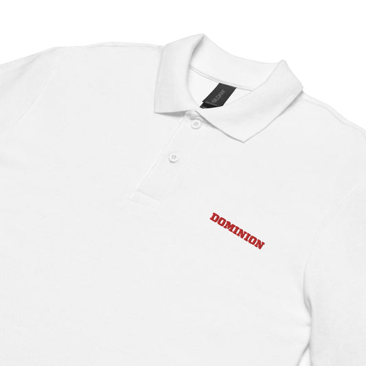 Embroidered Dominion Network Red Unisex Pique Polo Shirt