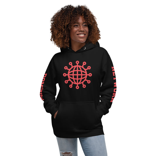 Dominion Network Red Front and Sleeve Design Unisex Hoodie