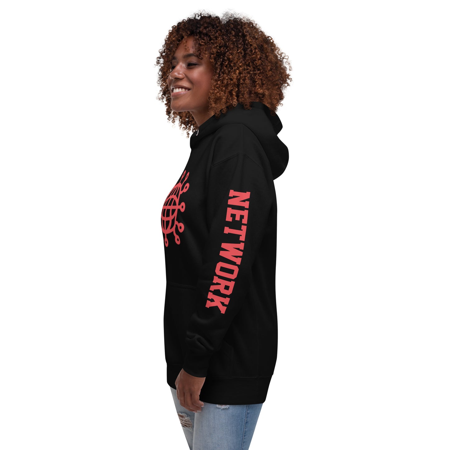 Dominion Network Red Front and Sleeve Design Unisex Hoodie