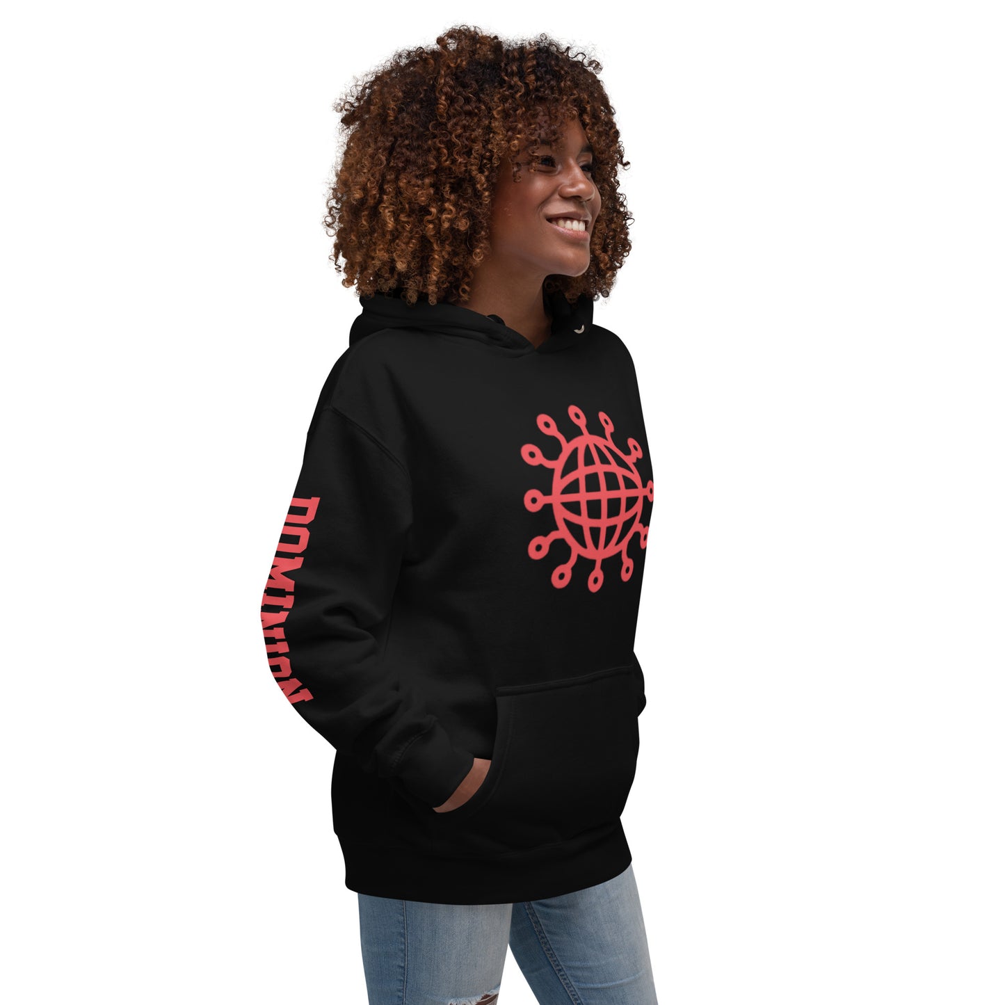 Dominion Network Red Front and Sleeve Design Unisex Hoodie