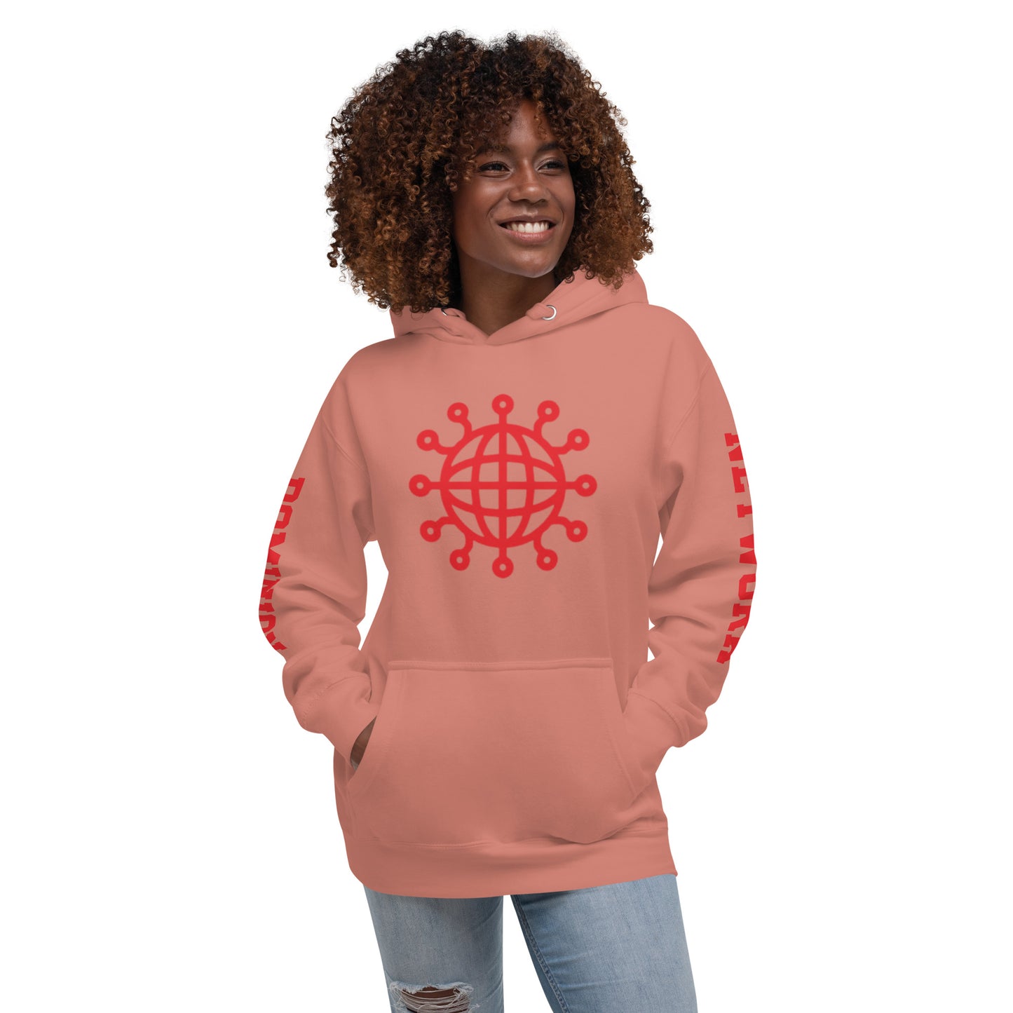 Dominion Network Red Front and Sleeve Design Unisex Hoodie
