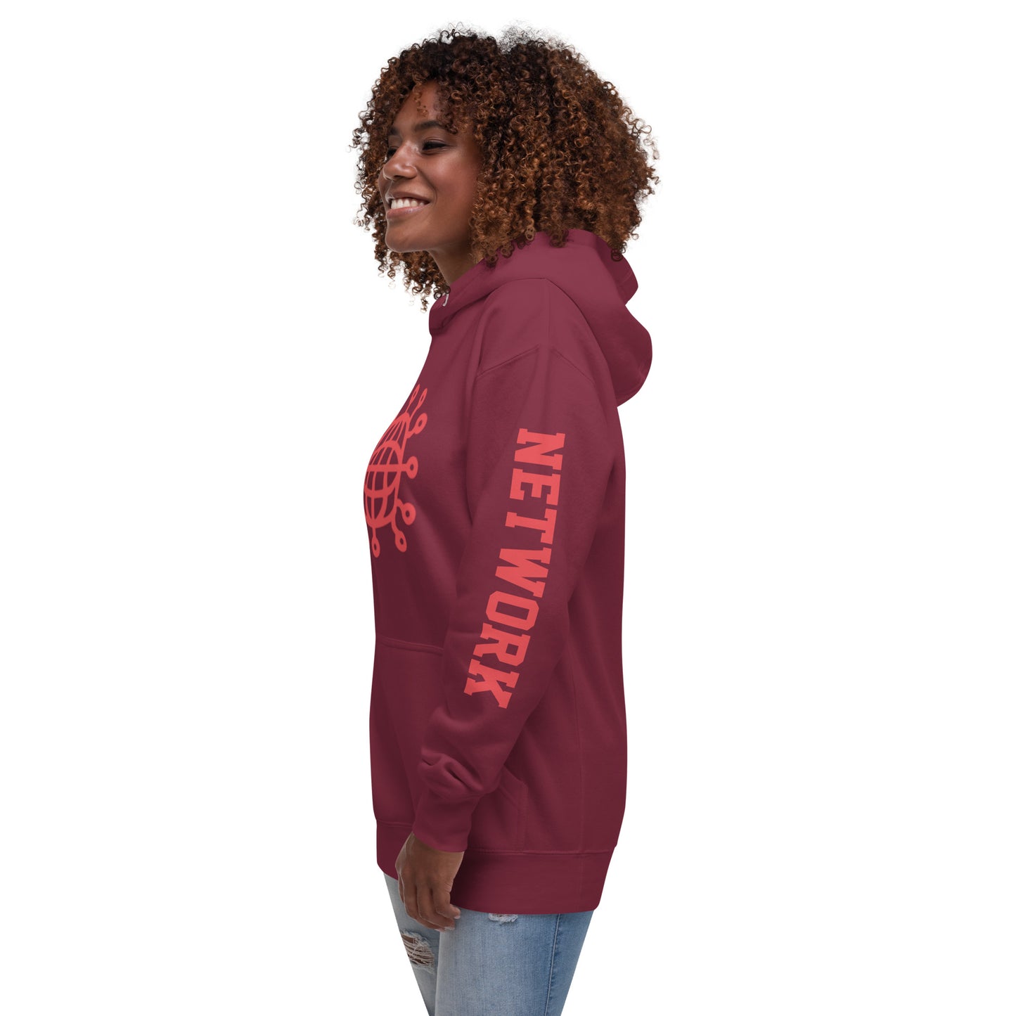 Dominion Network Red Front and Sleeve Design Unisex Hoodie