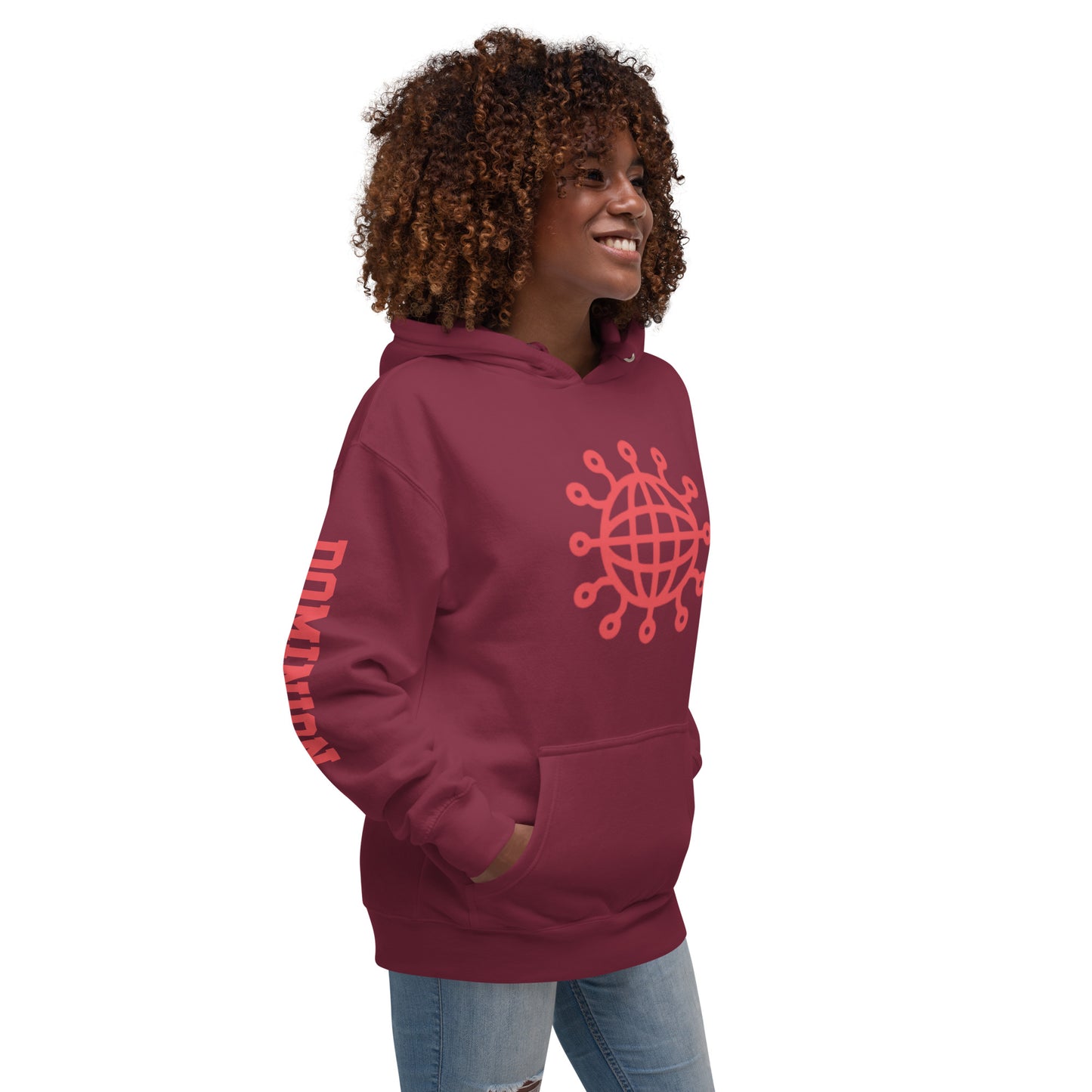 Dominion Network Red Front and Sleeve Design Unisex Hoodie