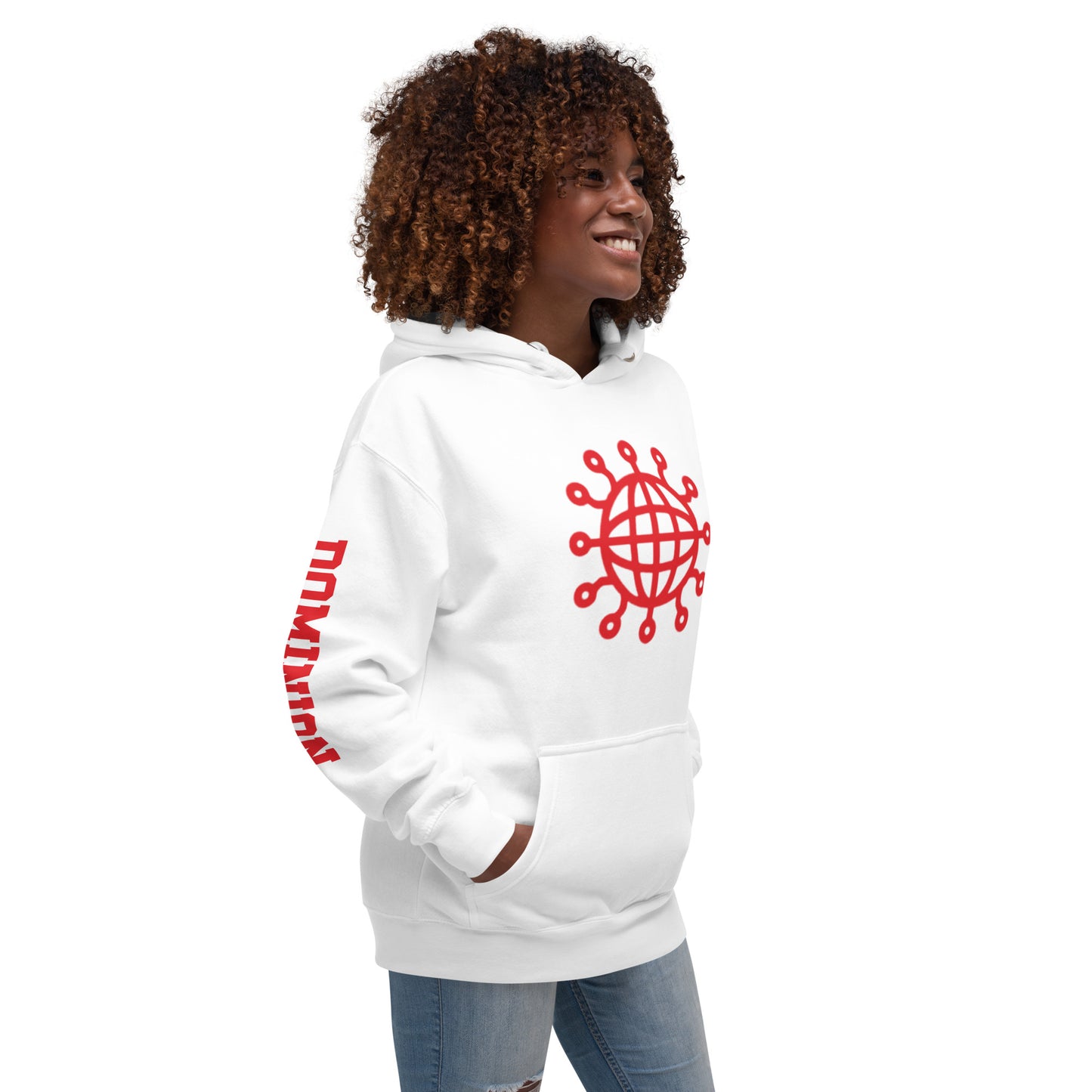 Dominion Network Red Front and Sleeve Design Unisex Hoodie