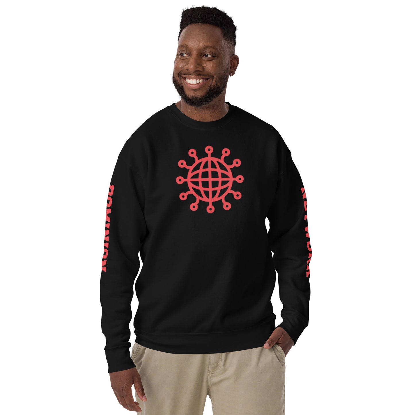 Dominion Network Red Front & Sleeve Design Unisex Premium Sweatshirt