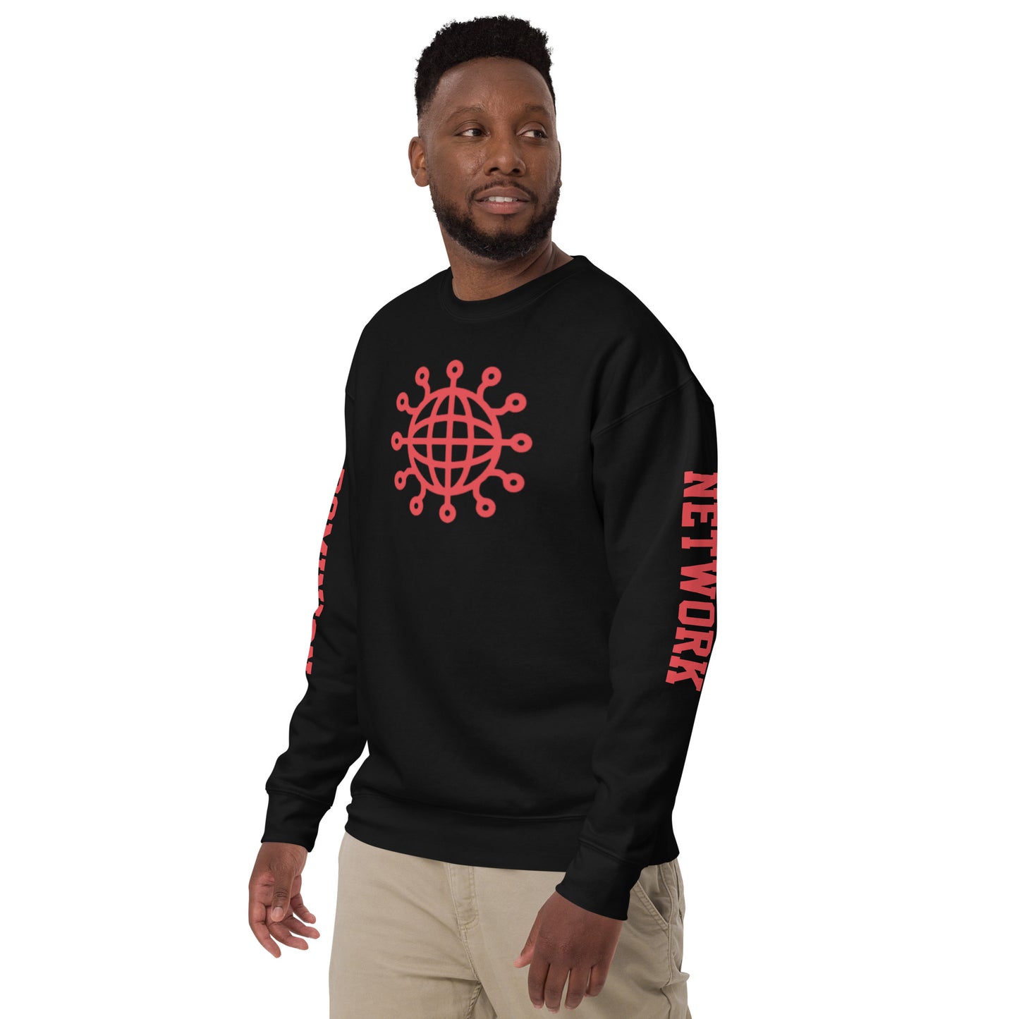 Dominion Network Red Front & Sleeve Design Unisex Premium Sweatshirt