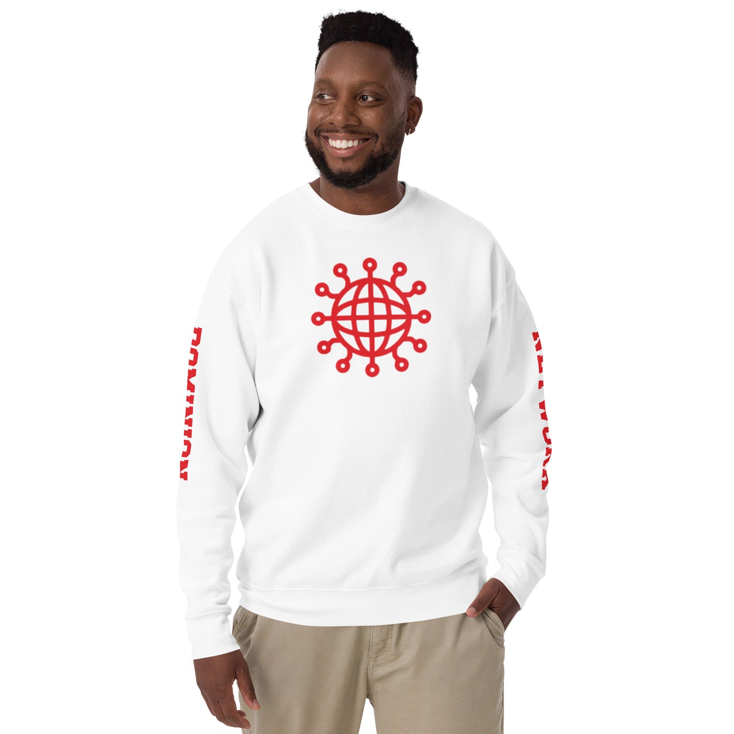 Dominion Network Red Front & Sleeve Design Unisex Premium Sweatshirt