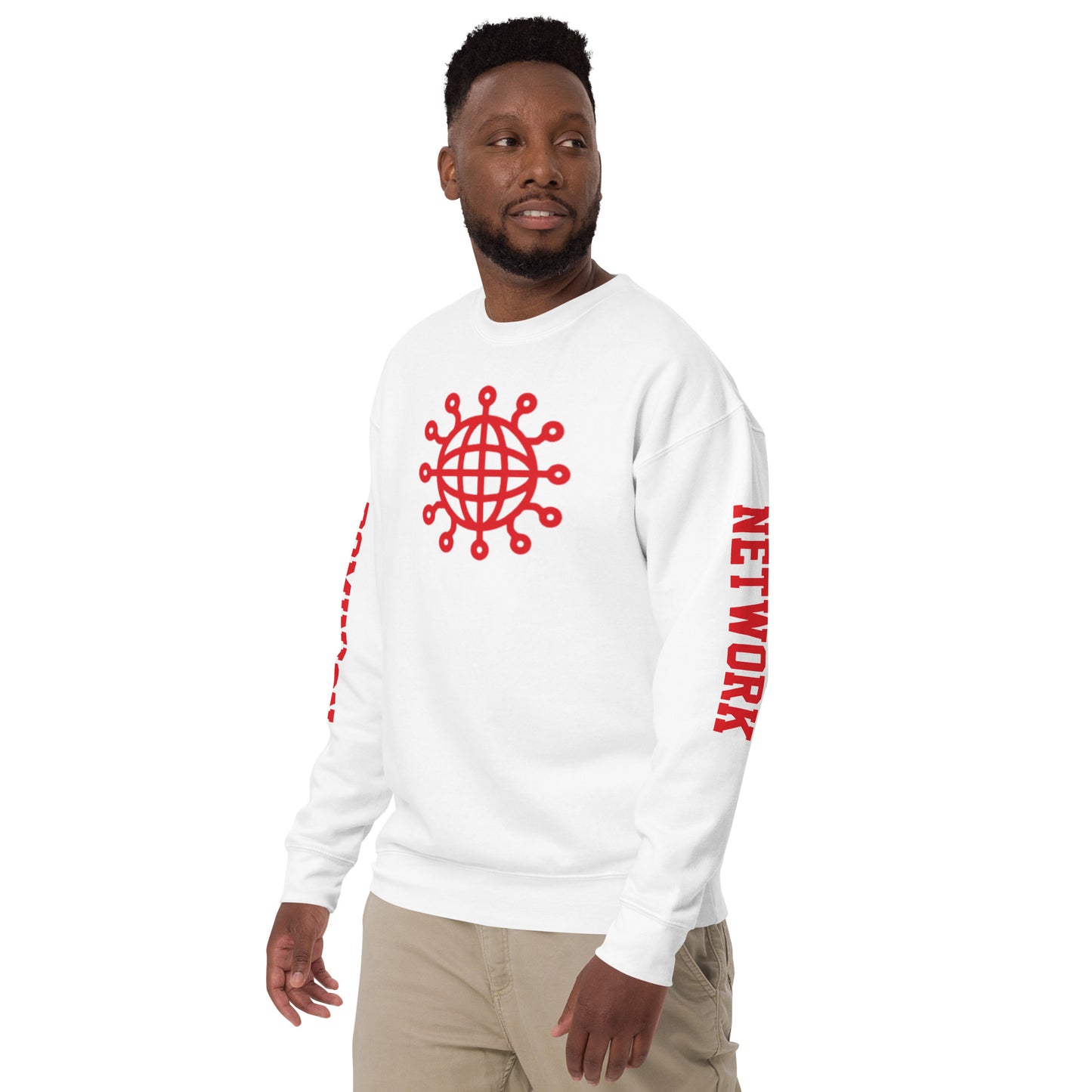 Dominion Network Red Front & Sleeve Design Unisex Premium Sweatshirt